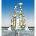 Modernas esculturas de acero inoxidable esculturas de jardín de oro volando esculturas de aves para la decoración de jardín